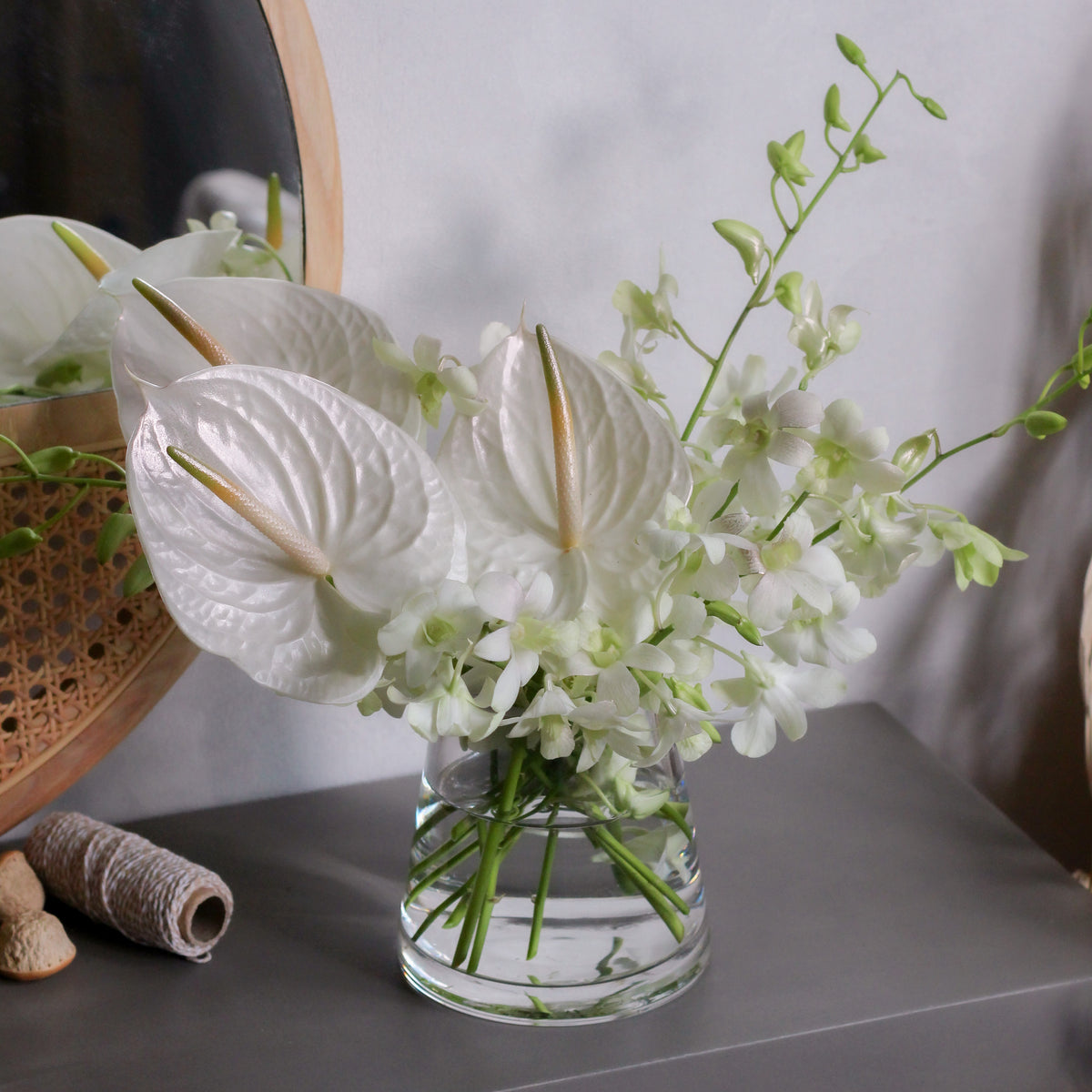 white anthurium arrangements Pearl Anthuriums – Dawn Q. Floral Design