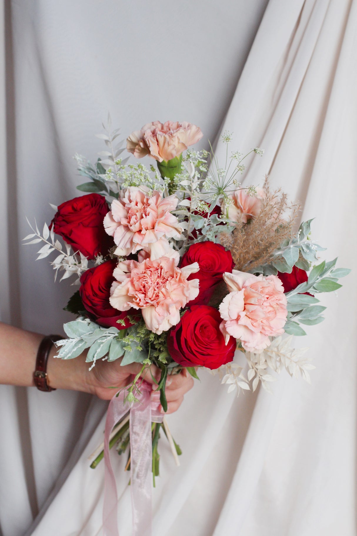 red peach bridal bouquet singapore florist