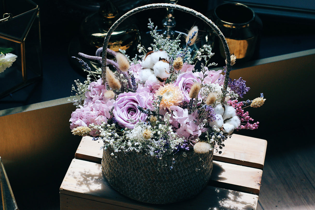 dried flower workshop, dried flower basket, preserved flowers, singapore, flower workshop singapore