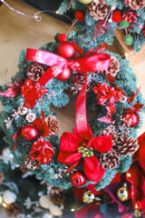 Festive Poinsettia Holiday Christmas Wreath (Fresh)