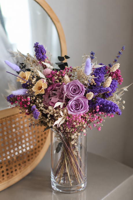 Everlasting Purple Rose & Hydrangea Bouquet (preserved)
