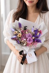 Everlasting Purple Rose & Hydrangea Bouquet (preserved)
