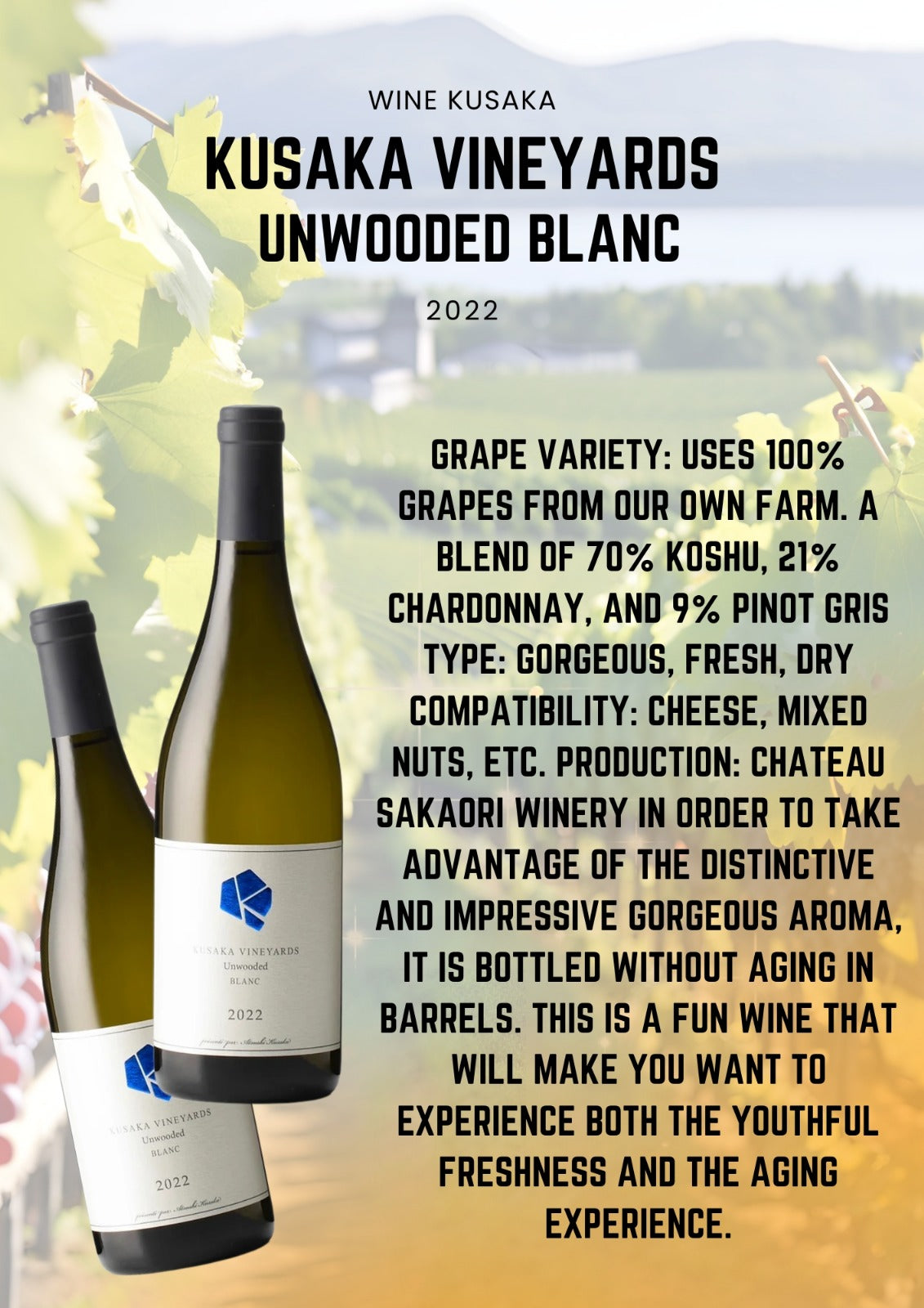 Kusaka Vineyards Unwooded Blanc 2022