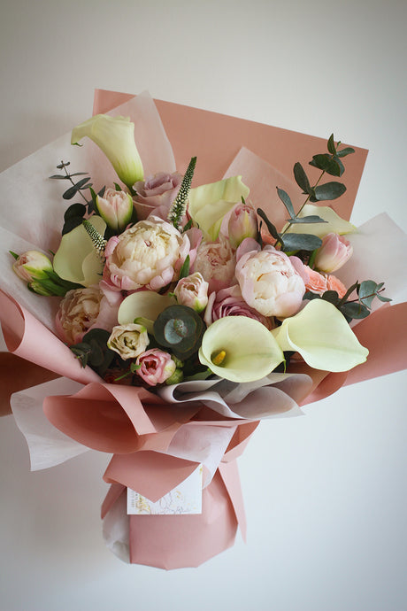 bouquet peonies calla lilies roses tulips fresh flowers singapore florist