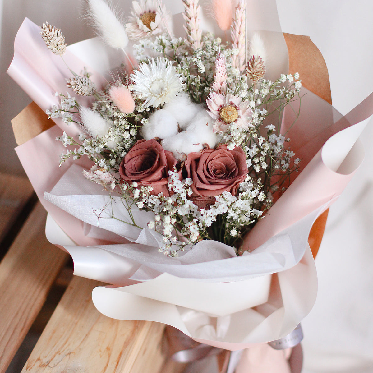 D. Vintage brown pink preserved flowers rose free delivery – Dawn Q ...